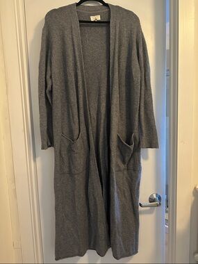 Lou & Grey Heather Gray Open-Front Sweater